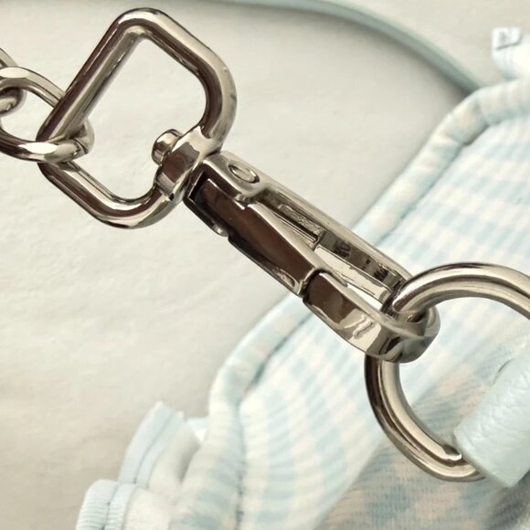 Betsey Johnson Luv Betsey Light Blue Gingham Ruffle Shoulder Bag Heart Sharm NWT - Picture 14 of 16